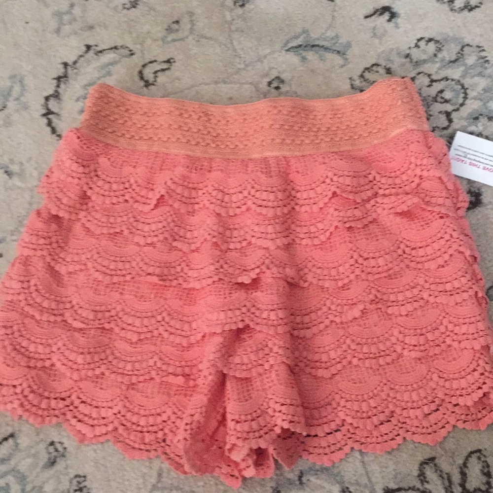 NWT Coral Lace Crocheted Shorts